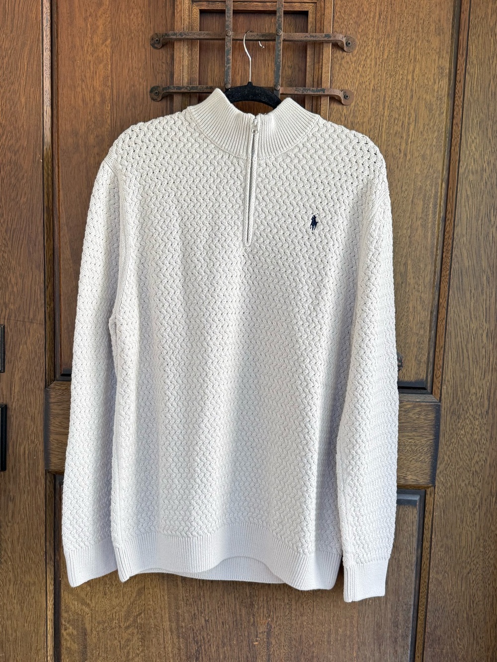 Polo by Ralph Lauren Grayish White Half-Zip Textured Knit Sweater Size XL